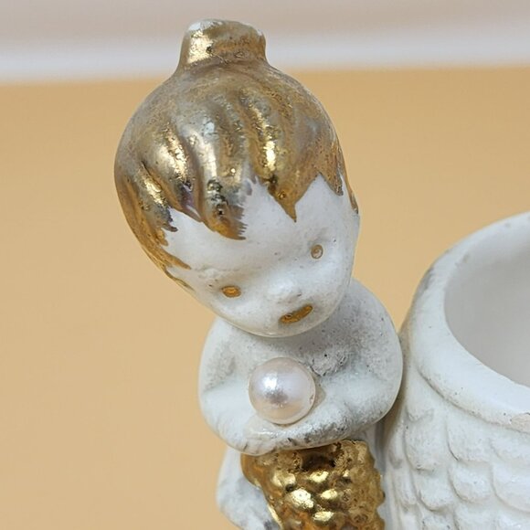 Vintage Napcoware Tuscan Alabastro Mermaid Fish Ceramic Toothpick/Trinket Holder - Picture 7 of 10